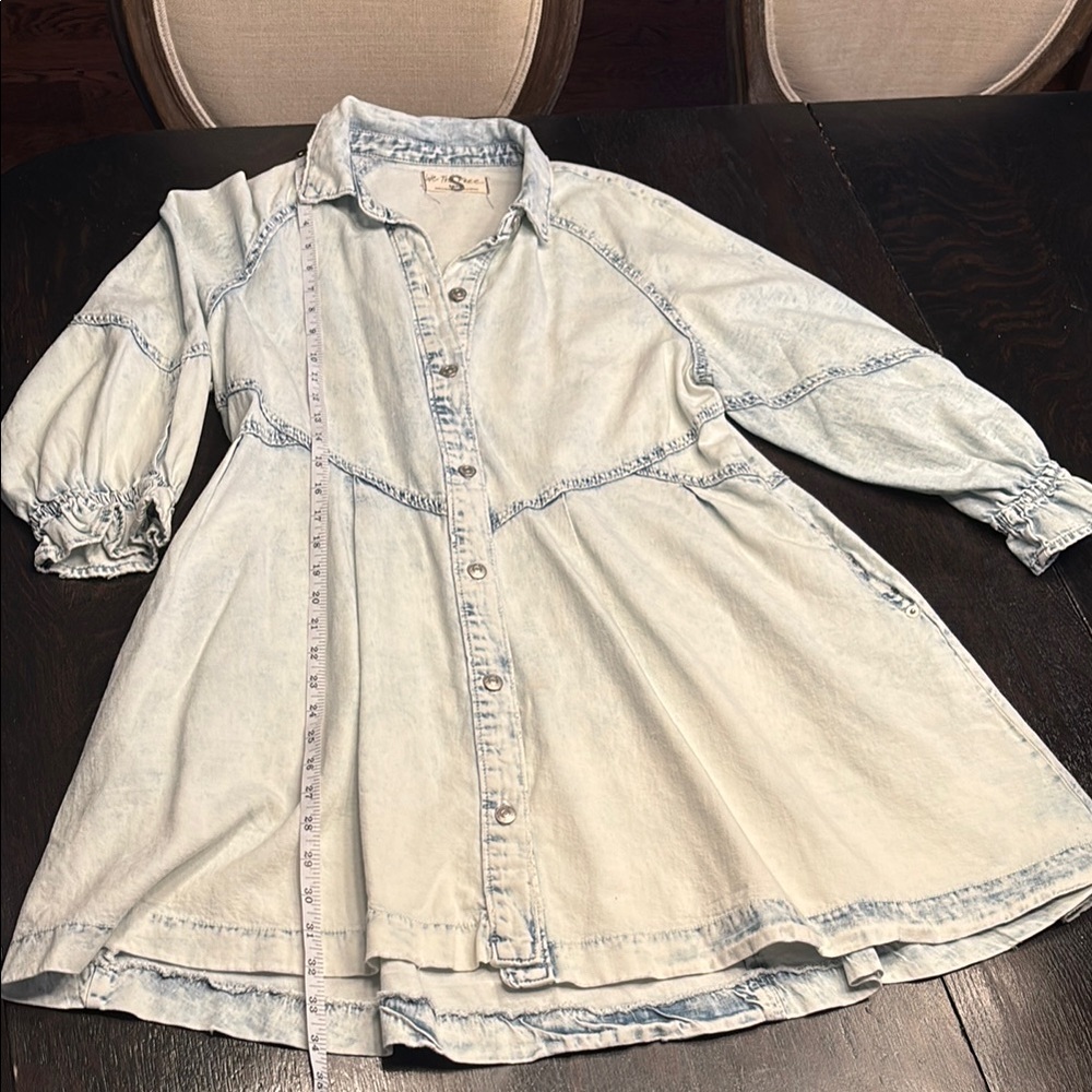 We The Free Light Blue Denim Shirt Dress